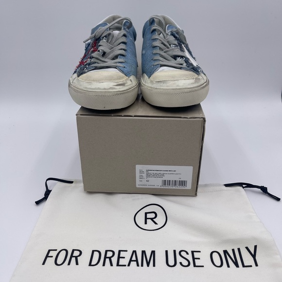 GOLDEN GOOSE SUPERSTAR DENIM UPPER UNSTITCHED AND LEATHER STAR NUBUCK AND HEELS - Picture 6 of 9